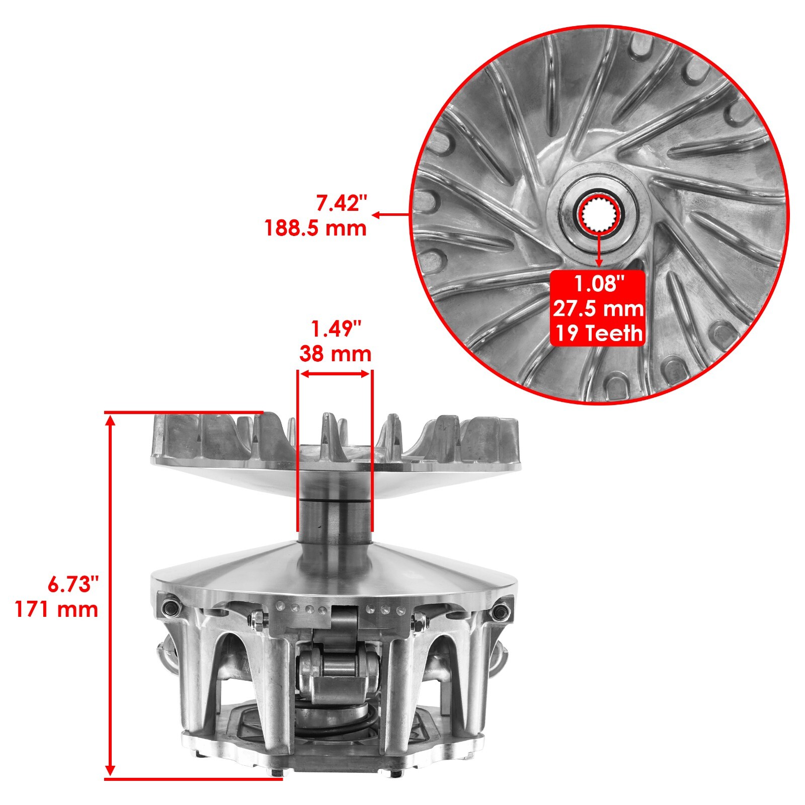Caltric Primary Drive Clutch For Kawasaki Teryx 800 KRF800 2016-2023 49093-0049