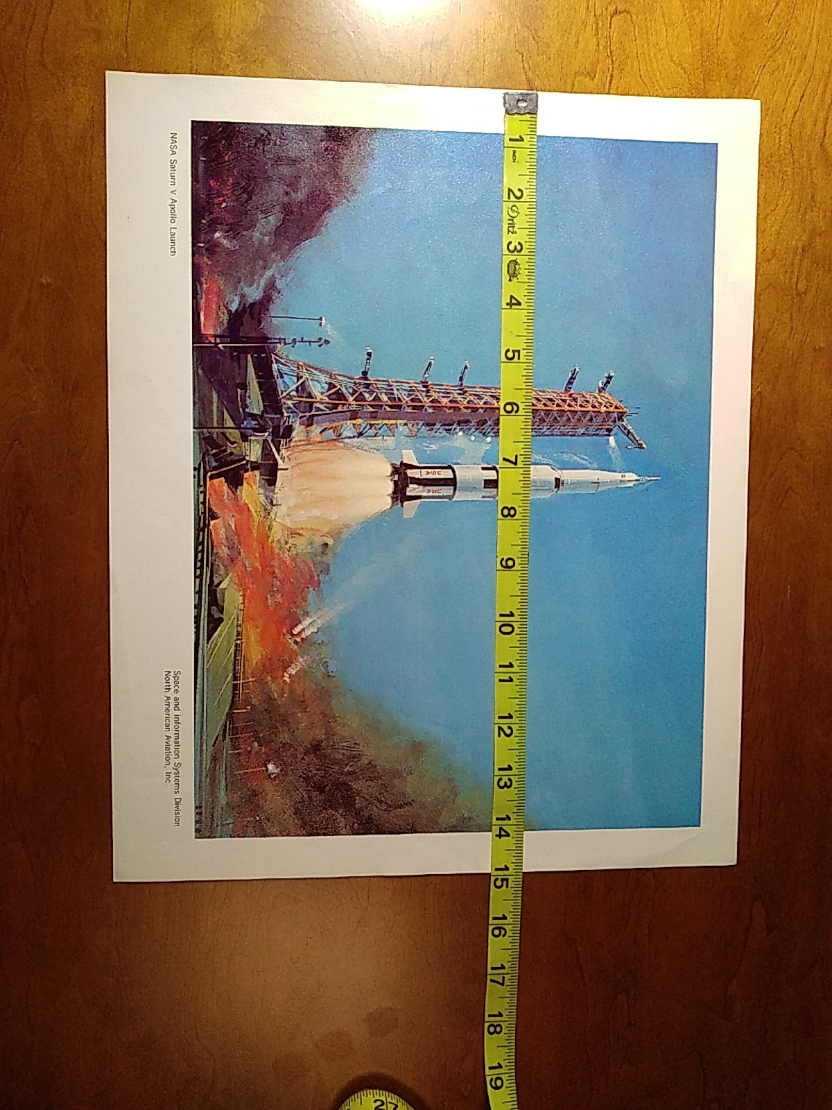 VTG NASA APOLLO SATURN V ROCKET LAUNCH North American Aviation Litho Print 12x15