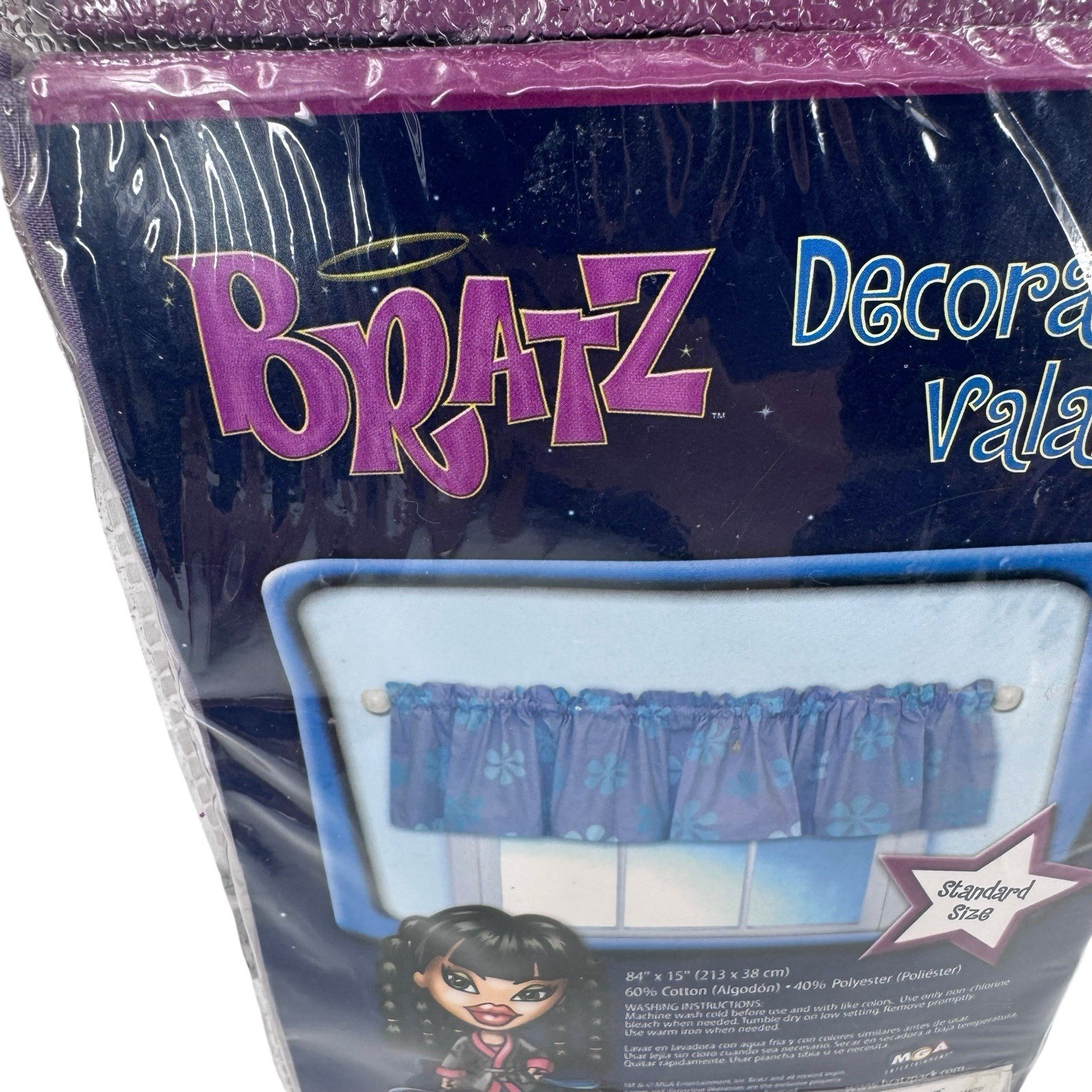 BRATZ "Wildflowers" Decorative Valance Standard Size Blue and Purple New