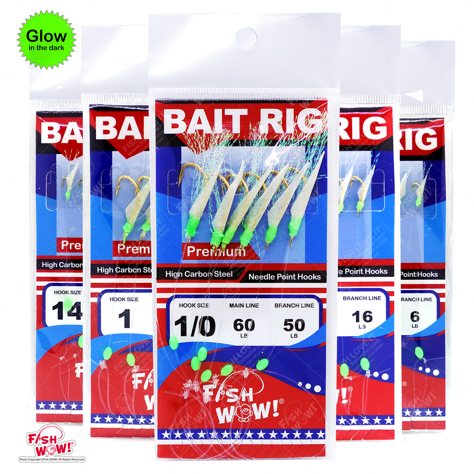 Fishing Bait Rigs Premium sabiki 6 Hooks Size #1/0,#2,#4,#6,#8,#10 Piscatore lot