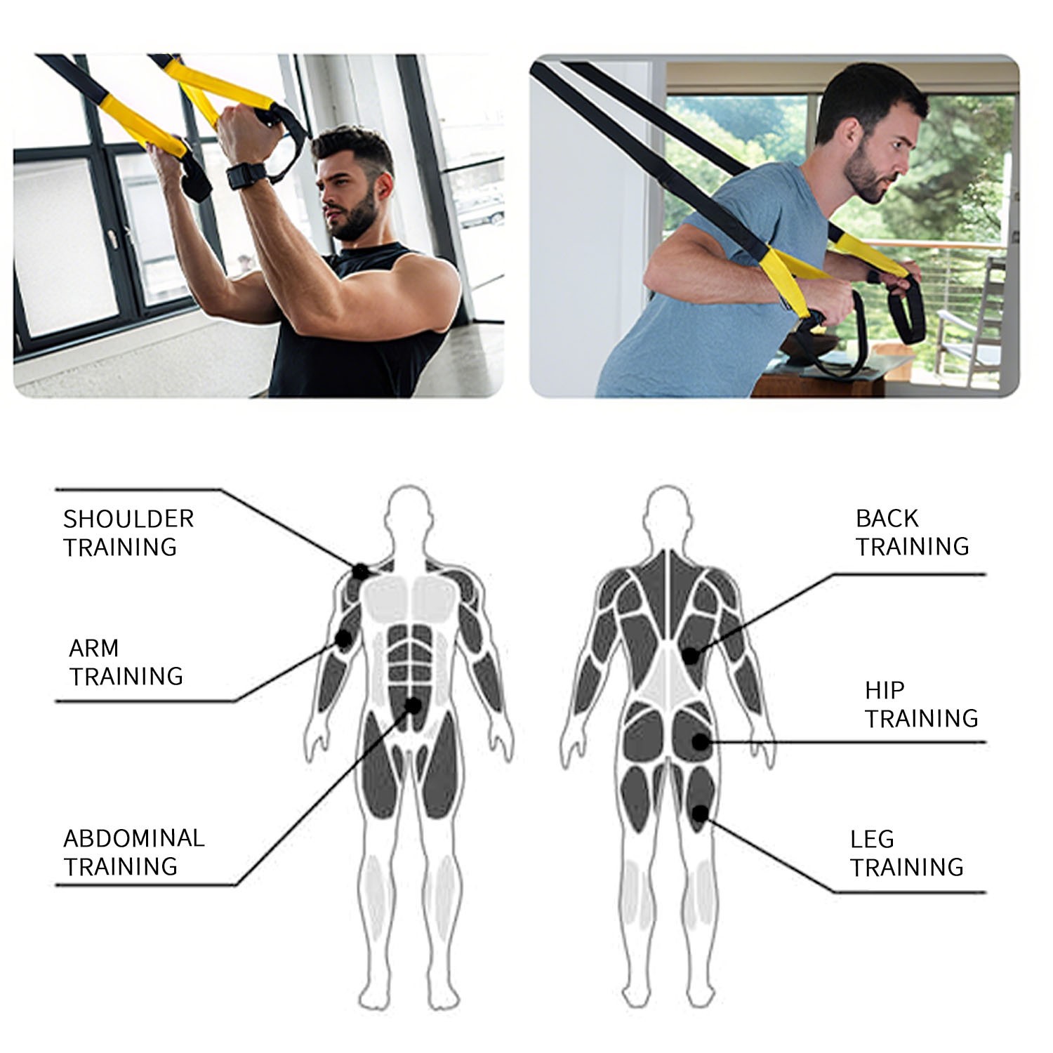 Home Gym Suspension Resistance Strength Training Fitness Straps Workout Trainer