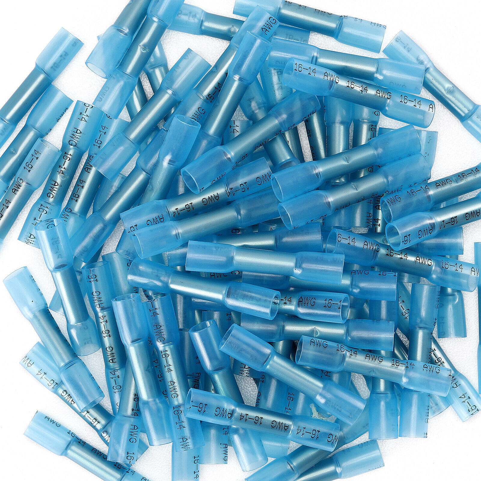 100X BLUE HEAT SHRINK BUTT CONNECTORS WIRE 14-16 GAUGE WATERPROOF WIRING