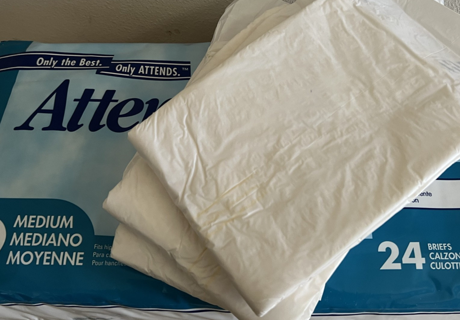 Vintage Attends Medium Plastic Disposable Briefs / Adult Diapers / Pampers