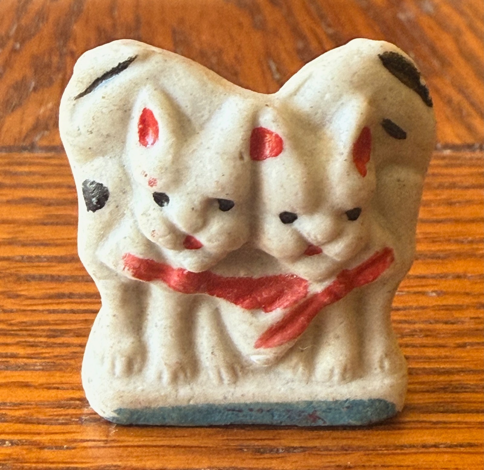 RARE! 1930s Cracker Jack Bisque Two Cats Toy Prize Ceramic Penny Arcade Two Cats