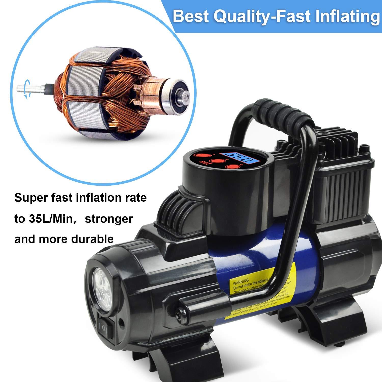 Heavy Duty Portable Air Compressor Car Tire Inflator Electric Auto 12V DC 150PSI