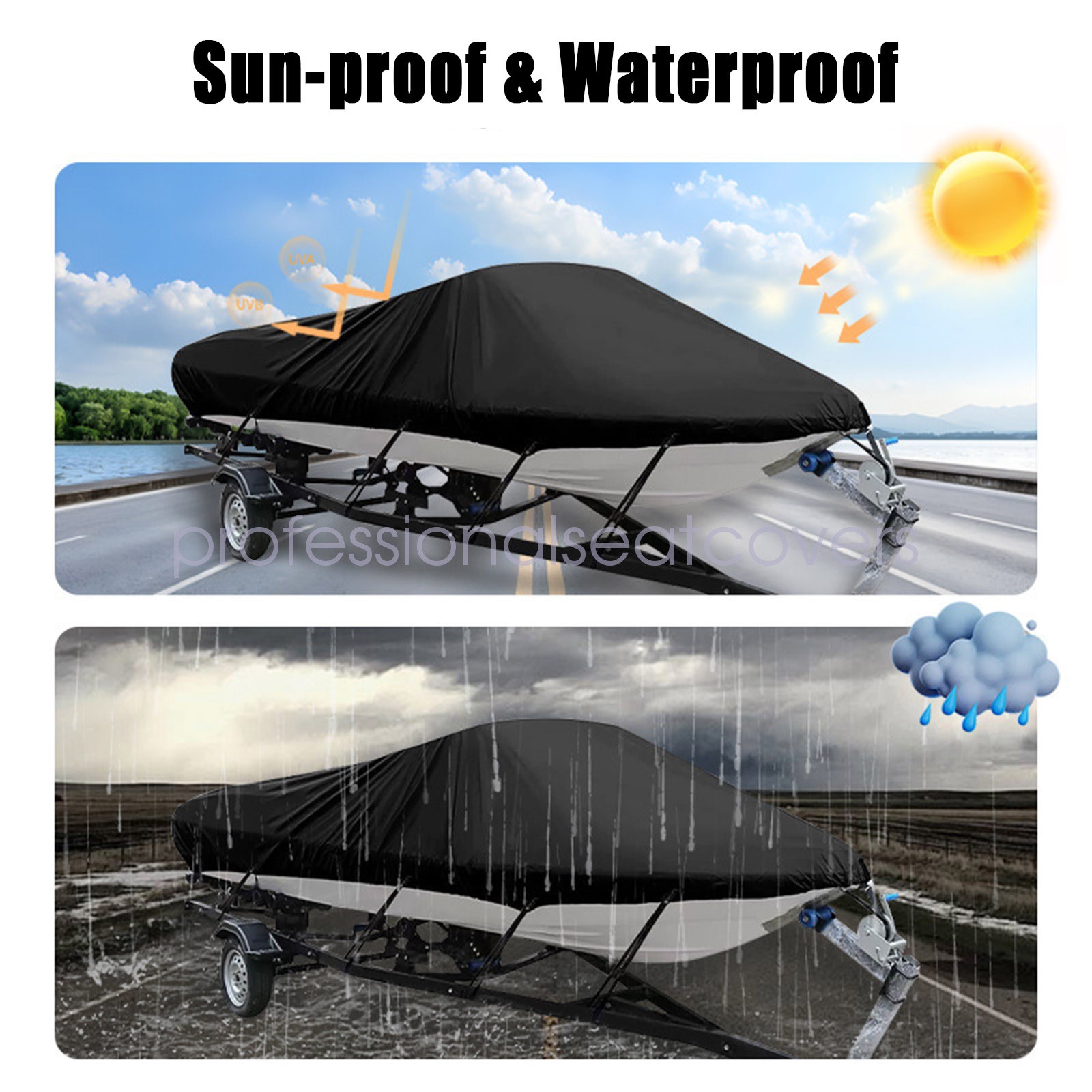 Waterproof Boat Cover Fishing Ski V-Hull Runabouts Dust UV Resistant 20' 21' 22'