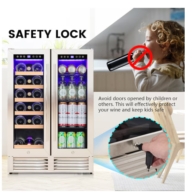 COWSAR 3.96 Cu Ft 18 Bottle Built-In Dual Zone Wine Cooler Silver SALE/FREE SHIP