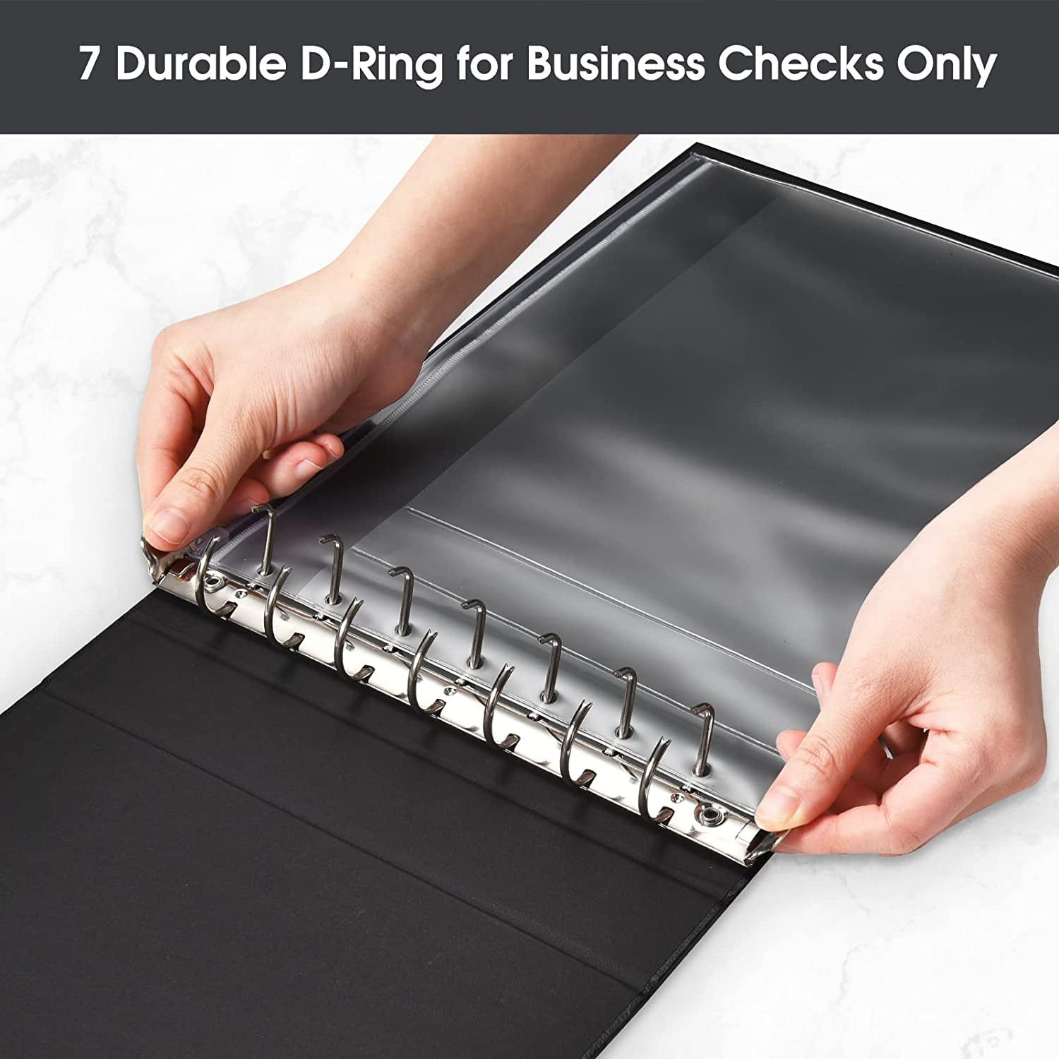 7 Ring Check Binder, 3-On-A-Page Business Checkbook Holder, 500 Checks Capacity,