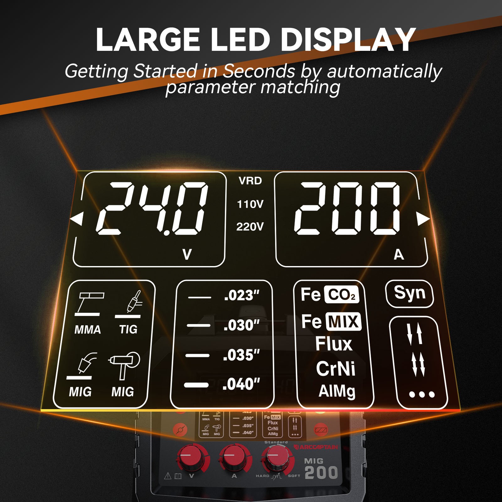 6IN1 MIG Welder 200A Multi Process w/Gasless Flux Core Stick Lift TIG 110V/220V