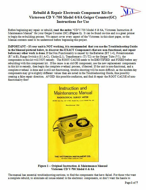 Rebuild/Repair Elec Components for Victoreen CD V-700 6/6A Geiger Counter CDV700