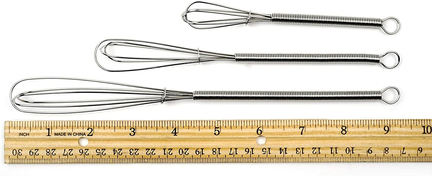 Steel Mini Whisk Set of (3) 5"-7"-8" Chrome Plated Steel Whisks - Kitchen Tools
