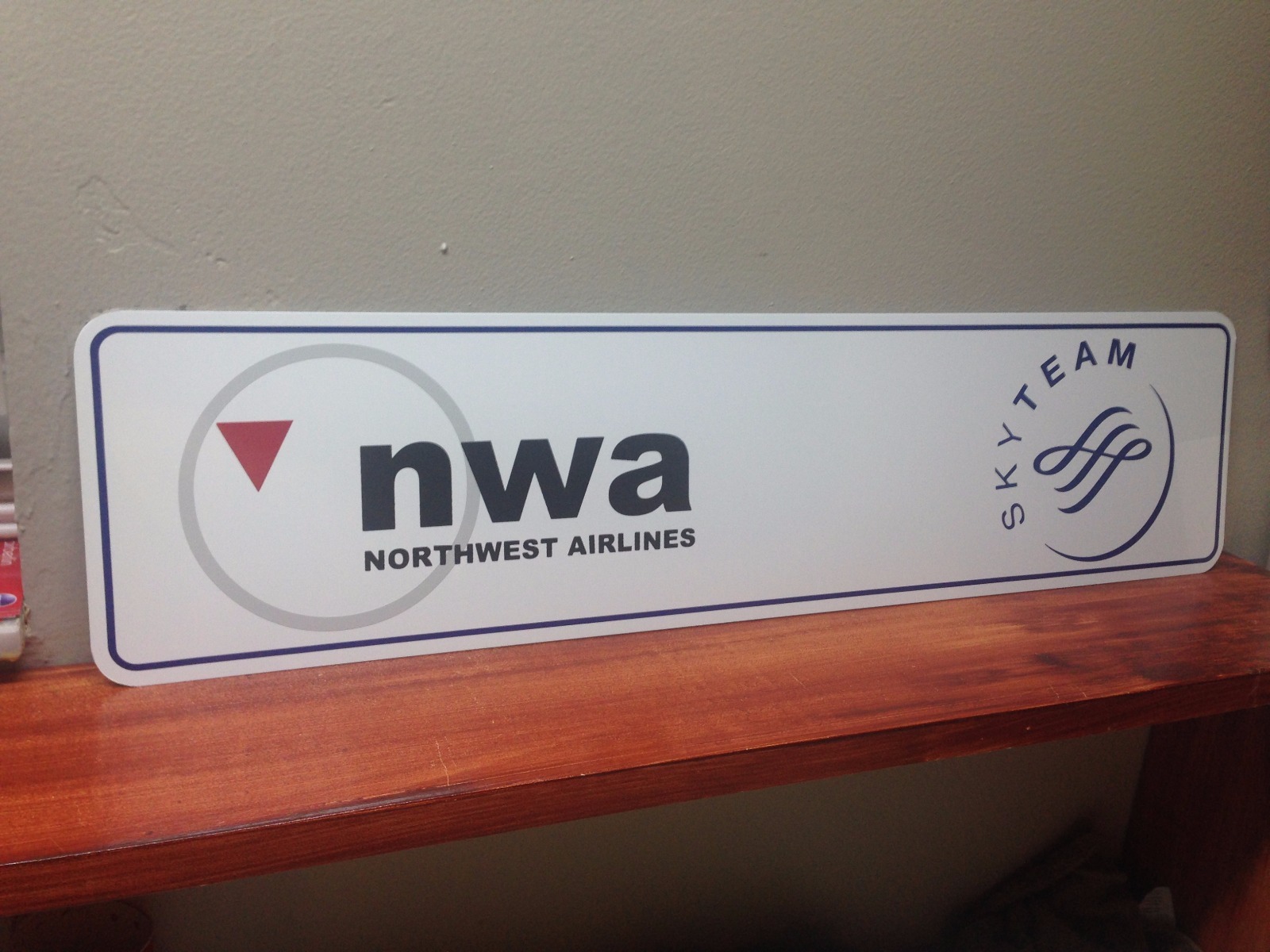 nwa Northwest Airlines vintage metal sign 6" x 24"