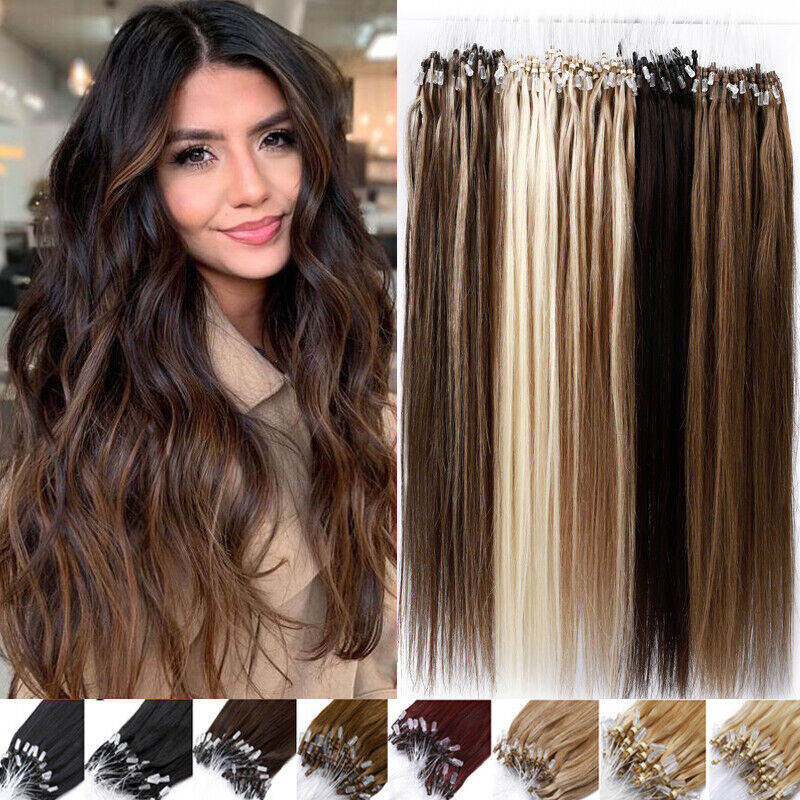 Micro Ring Link Human Hair Extensions Micro Beads Loop Tip Real Remy Thick Hair