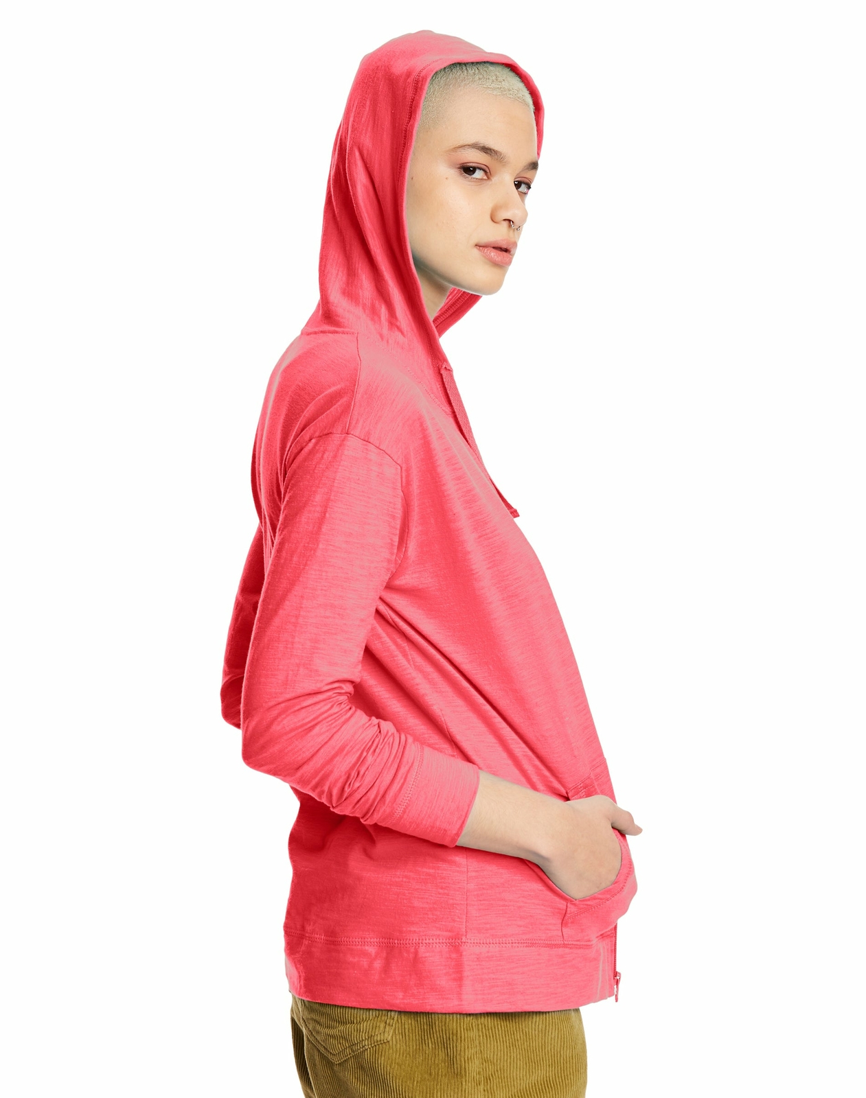 Hanes Women's Hoodie Lightweight Pockets Slub Jersey Full Zip Sweatshirt Casual