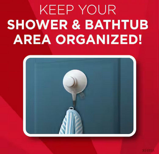 Magic Shower and Bathtub Suction Hook in White/ Metal