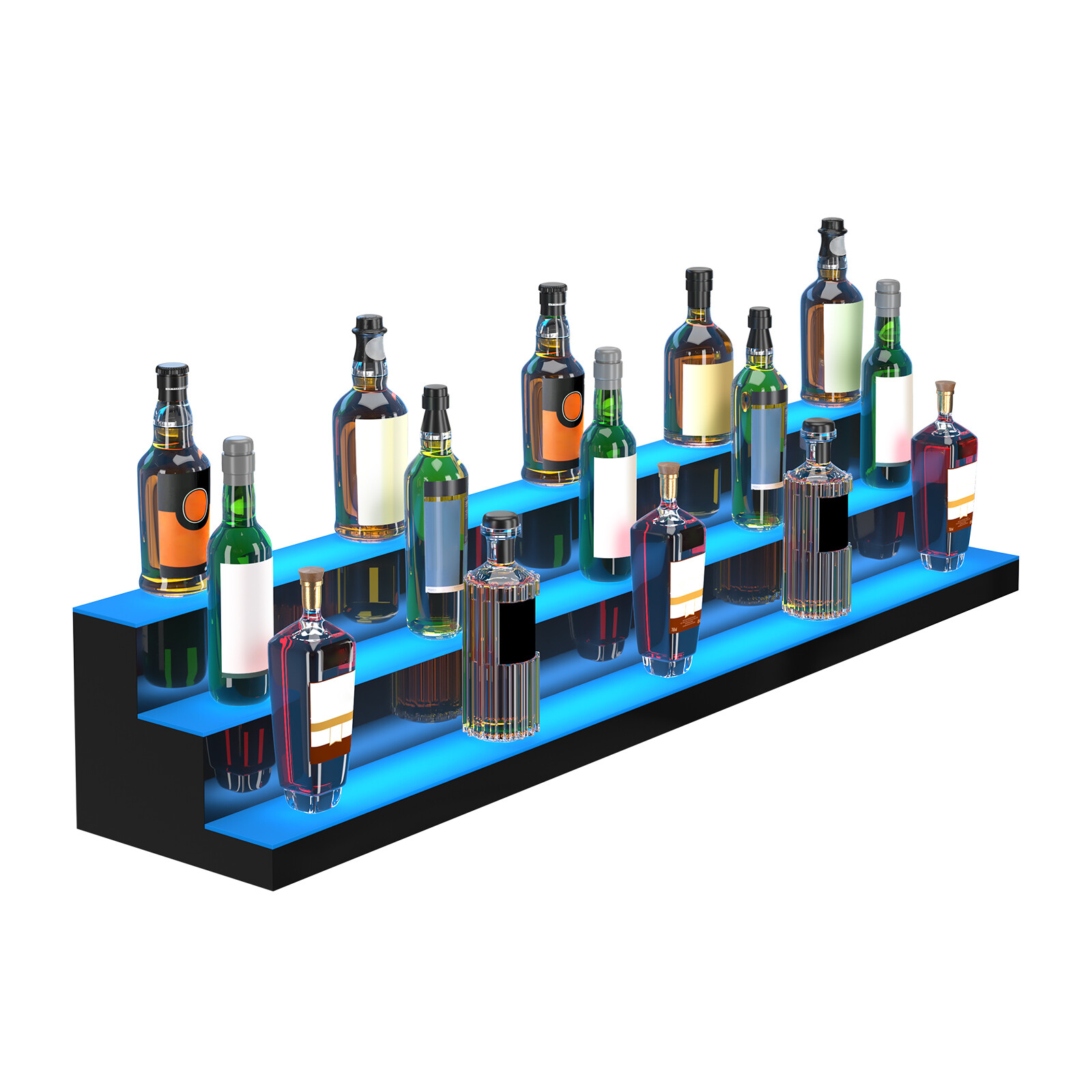 VEVOR LED Lighted Liquor Bottle Display Bar Shelf RF & App Control 60" 3-Step