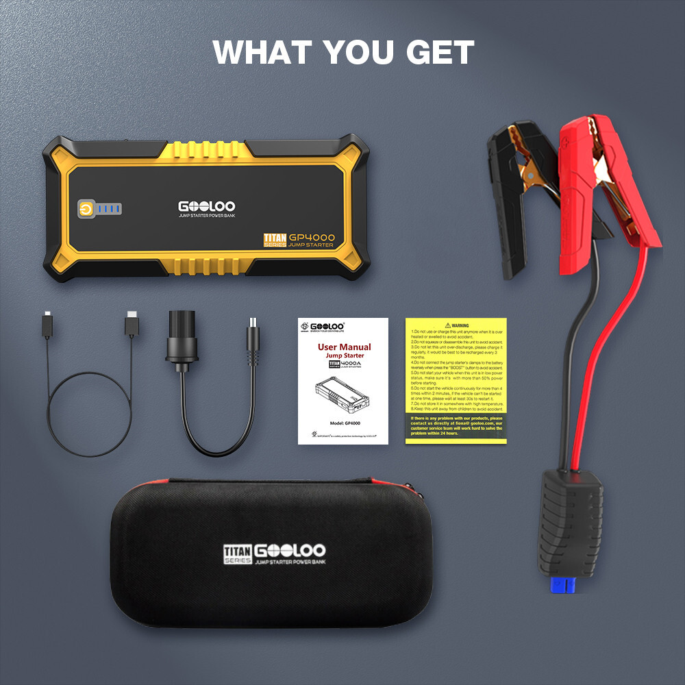 GOOLOO GP4000 4000A Jump Starter Power Bank Car Battery 24000mAh 12V Jump Box US