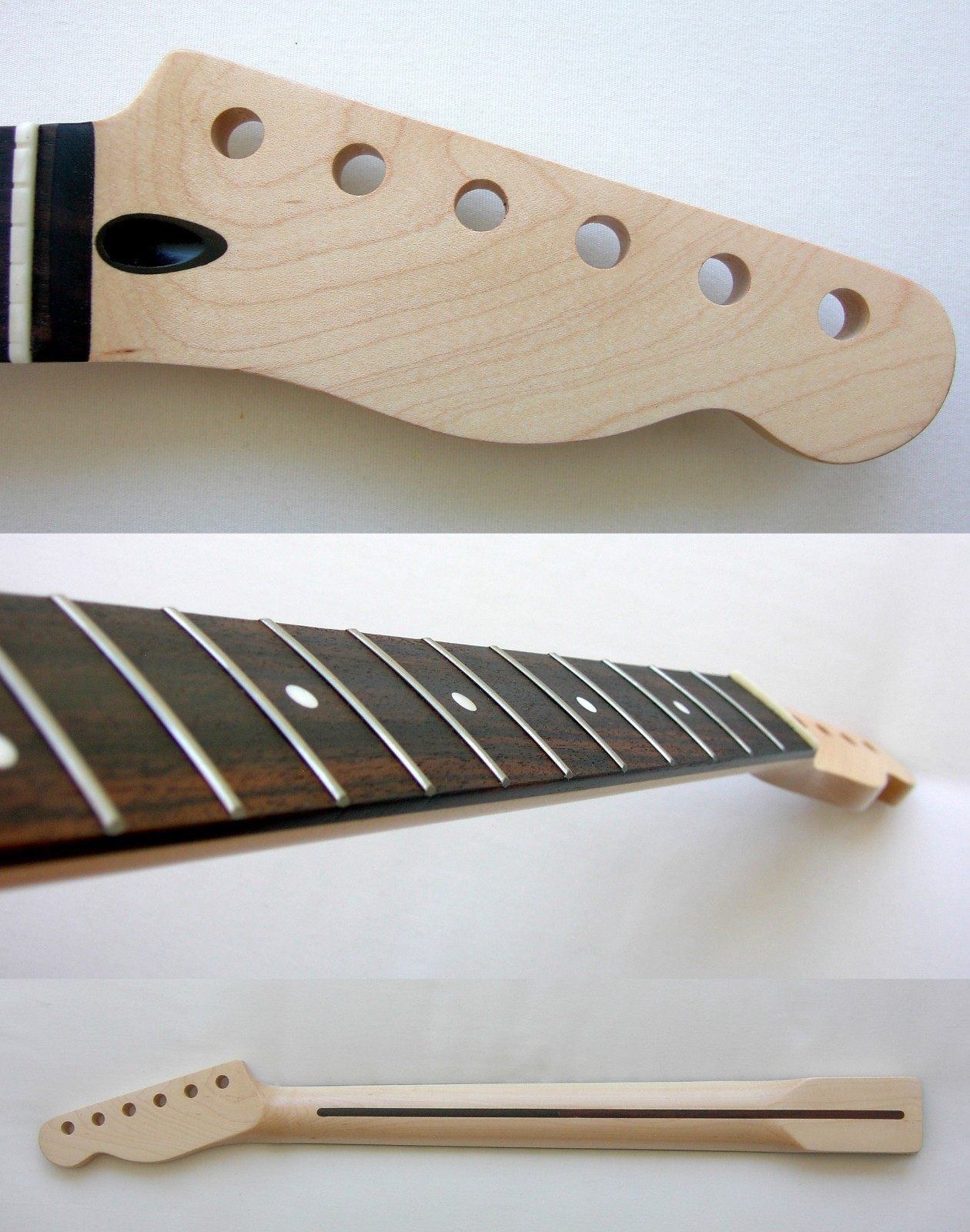 TELECASTER Neck /43mm NUT/MOP/Med Jumbo w/Warmoth Bone Nut (fits Fender TELE