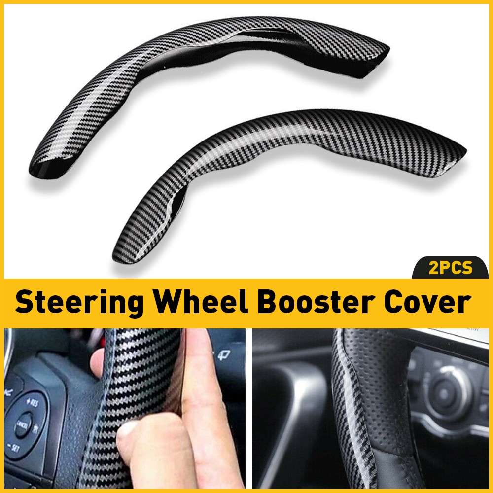 2x Carbon Fiber Universal Car Steering Wheel Booster Cover Non-Slip Accessories