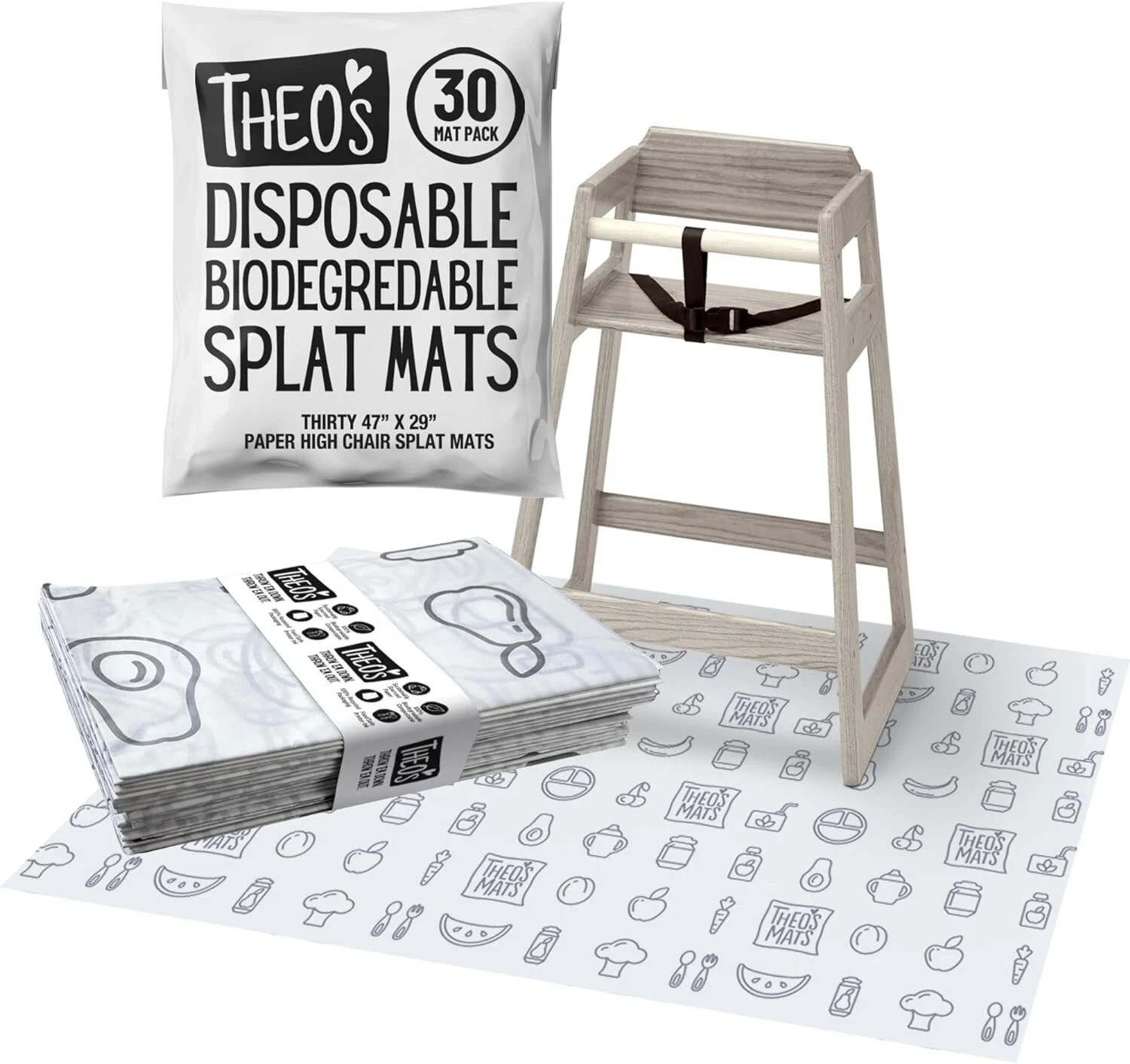 THEO'S Disposable Splat Mats *30 Pack* Biodegradable + Compostable Size: 47"X29"