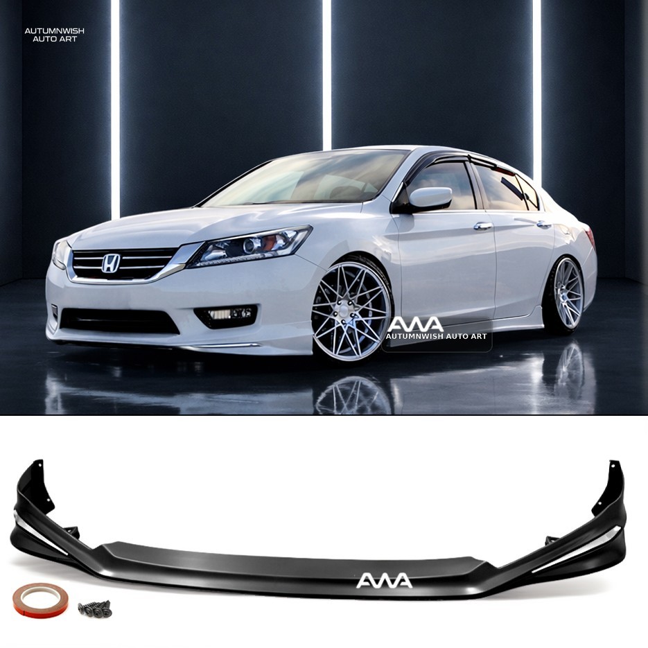 For 13-15 Honda Accord 4Dr JDM MD Style Front Bumper Lip Spoiler Chrome Molding