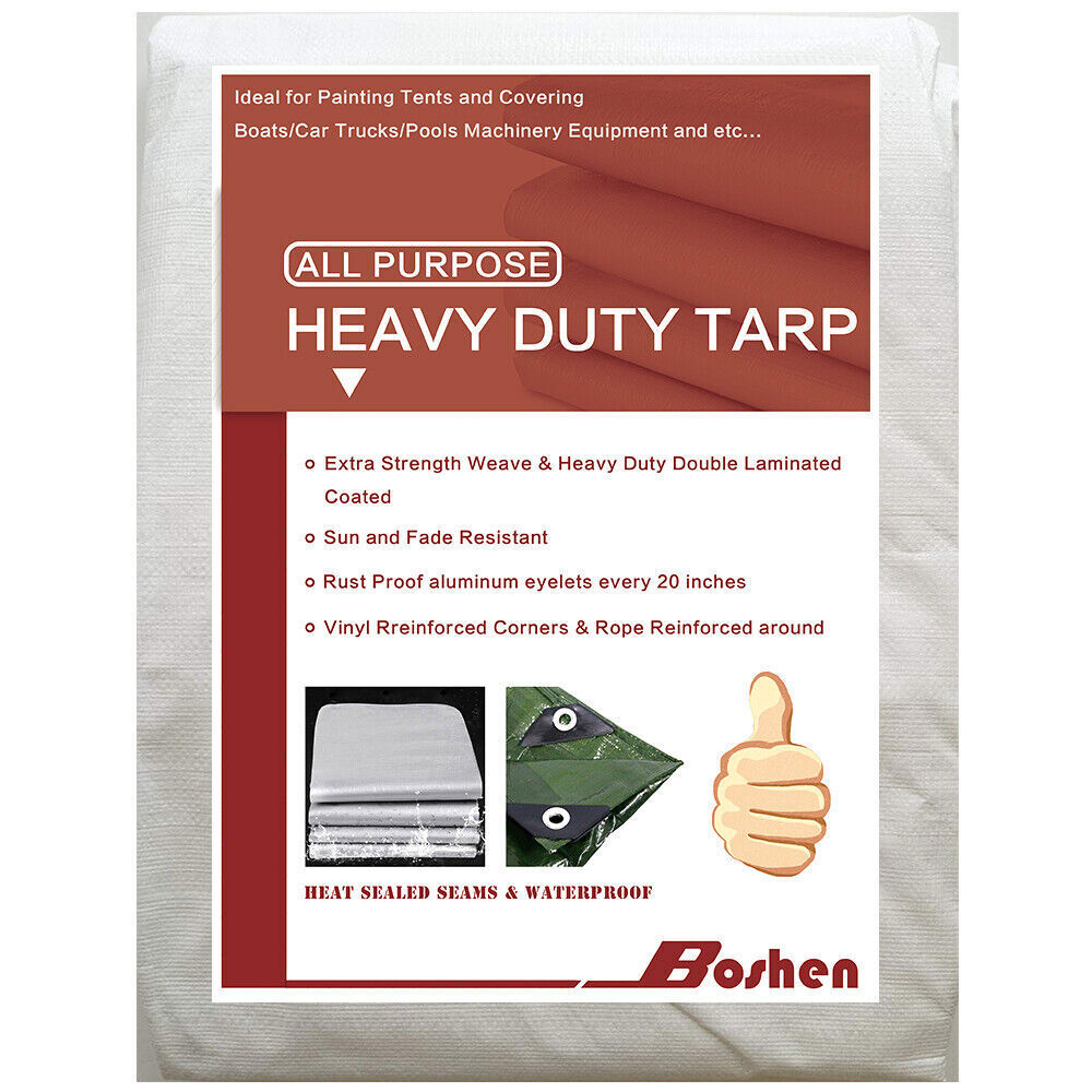 12 Mil Heavy Duty Waterproof Poly Tarp Tarpaulin Cover