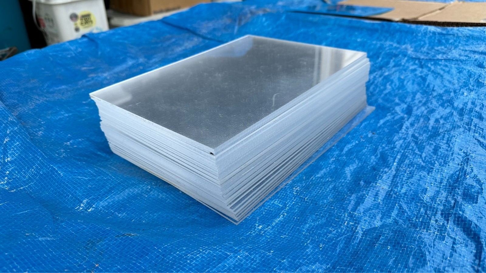 Lot of 34 Used Sheets of 10-7/8" x 7-7/8" Acrylic Clear Plexiglass Plexi