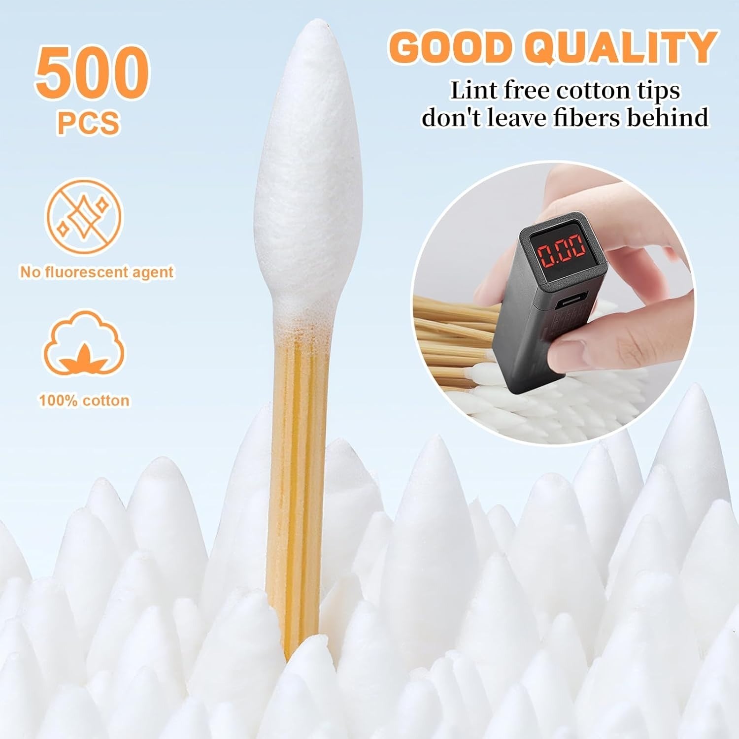 500pcs Pointed Cotton Swabs with Storage Case, 6 inch Precision Gun Cleaning ...