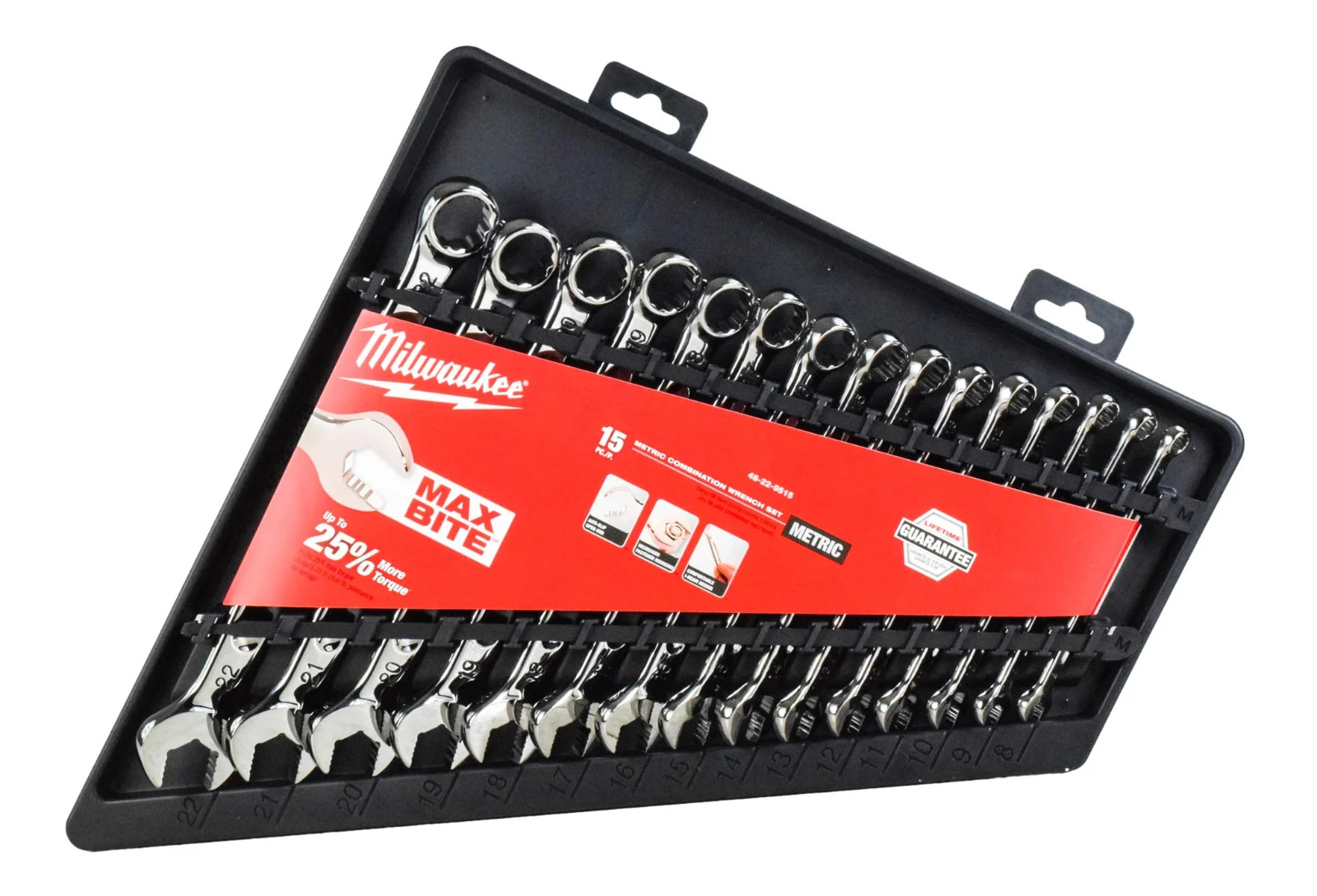 Milwaukee 48-22-9515 Max Bite Combination Wrench Set Metric 15 Piece
