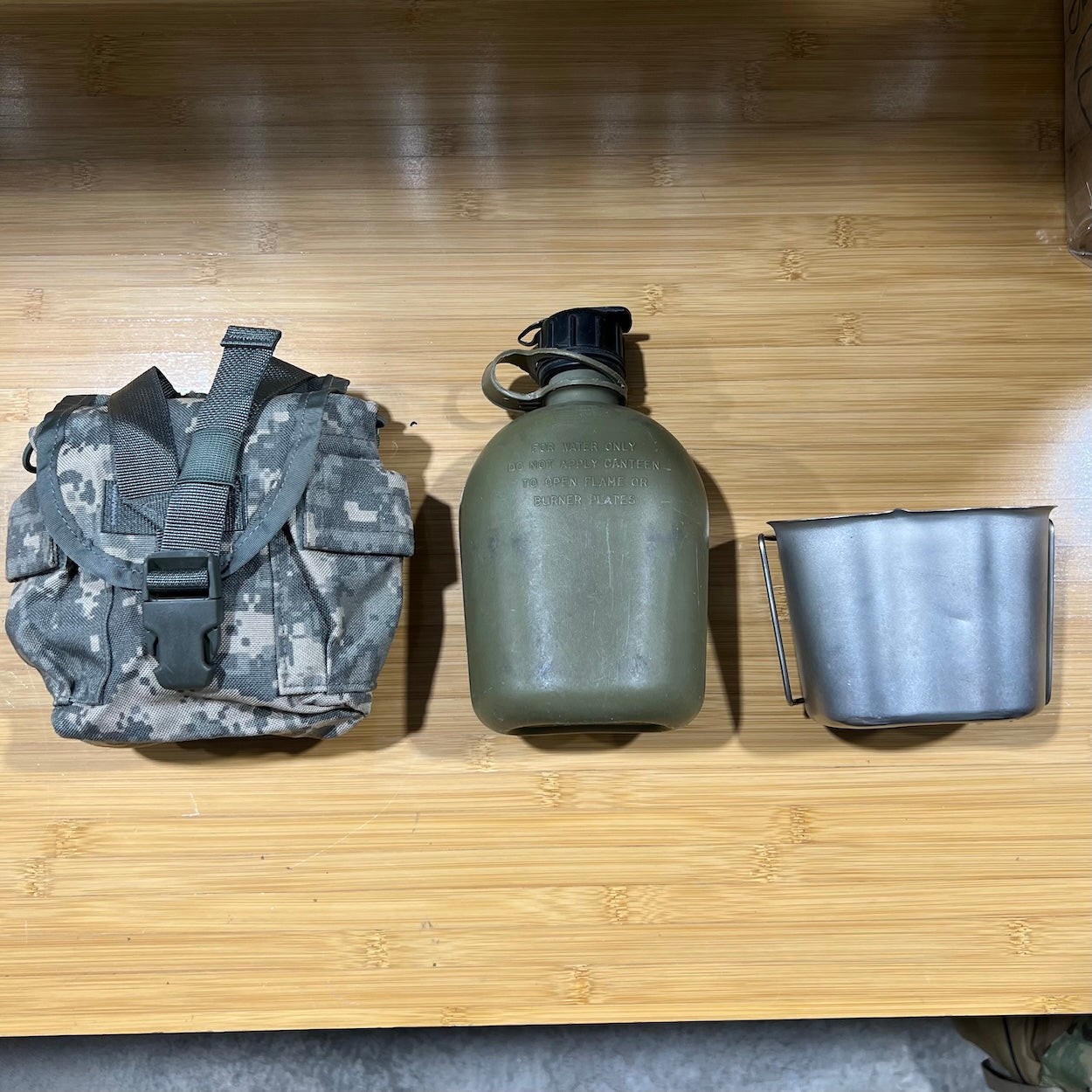 US Military Canteen Cup With Canteen With ACU MOLLE Pouch