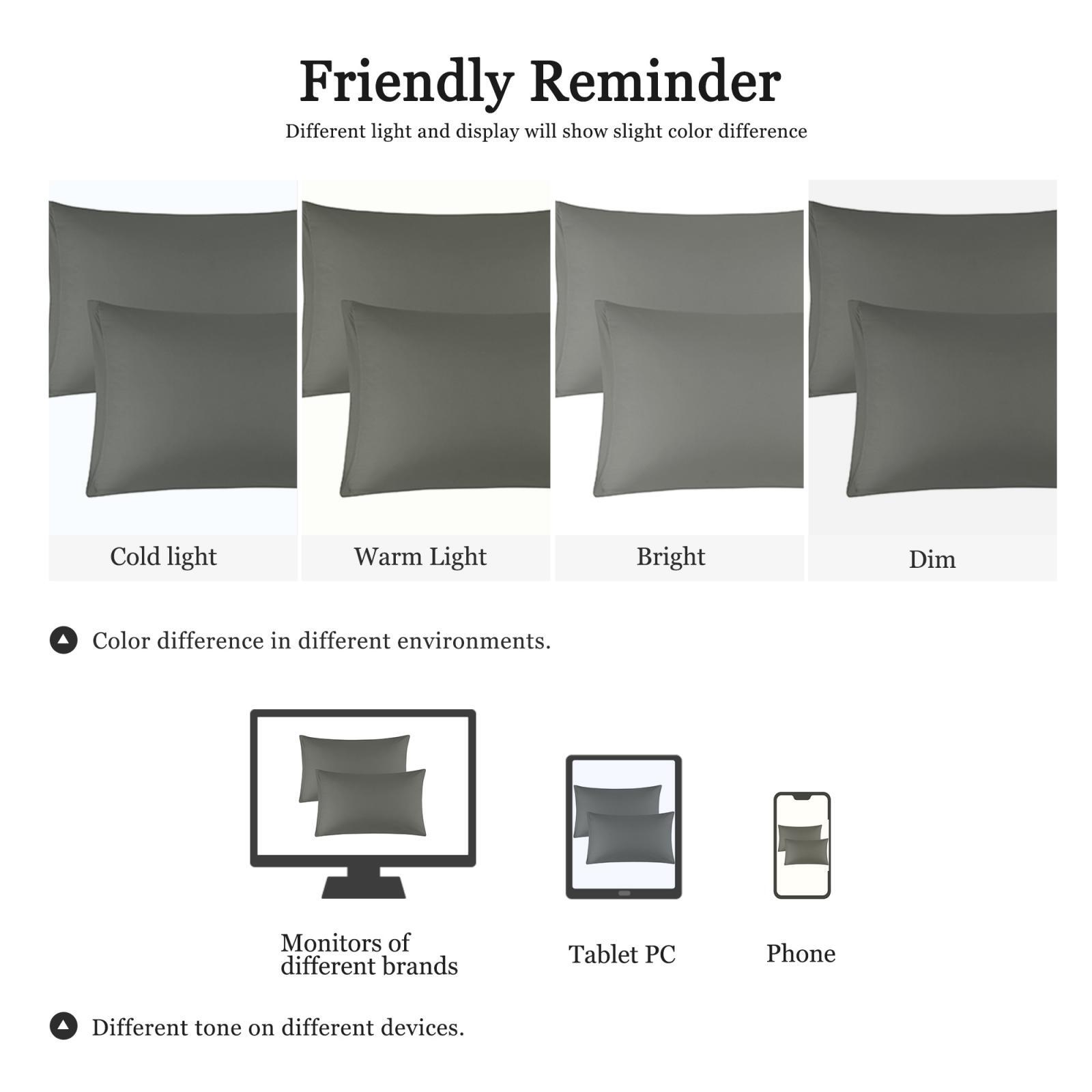 Egyptian Cotton Pillow Cases Hidden Zipper Pillowcase Standard Queen King 2 Pack