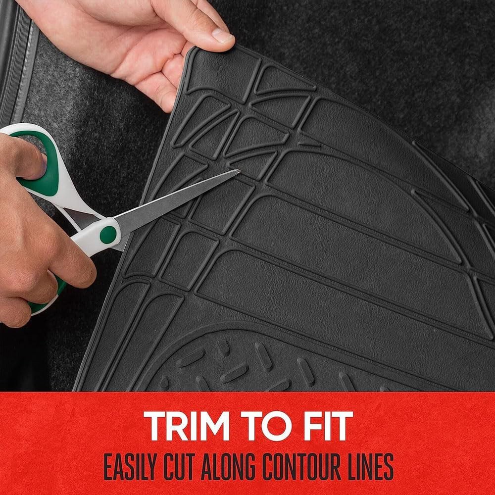 Heavy Duty Rubber Cargo Mat Liner All-Weather Trim-to-Fit Non-Slip Waterproof