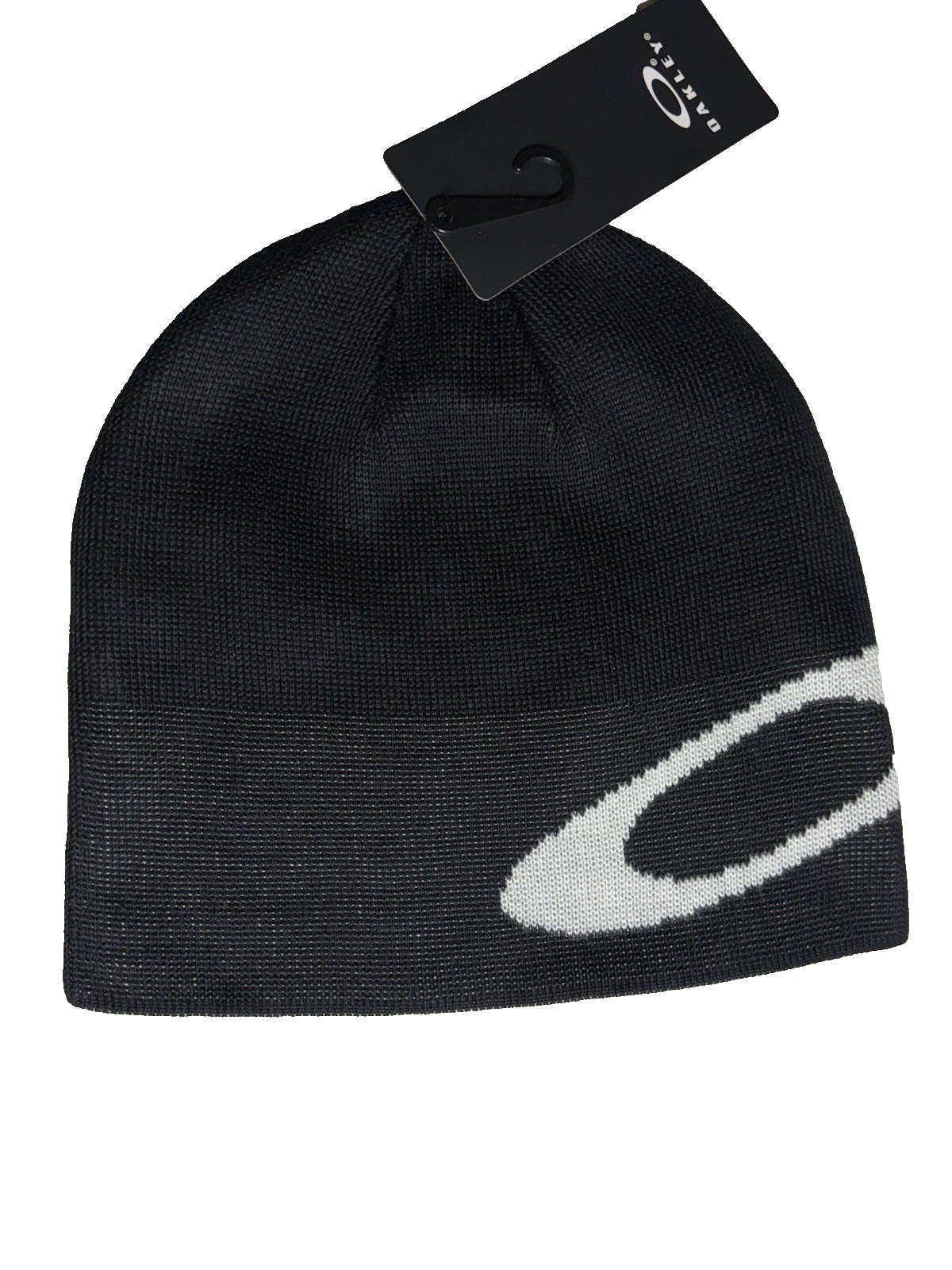 Oakley Black Beanie Ellipse White Reversible Y2K