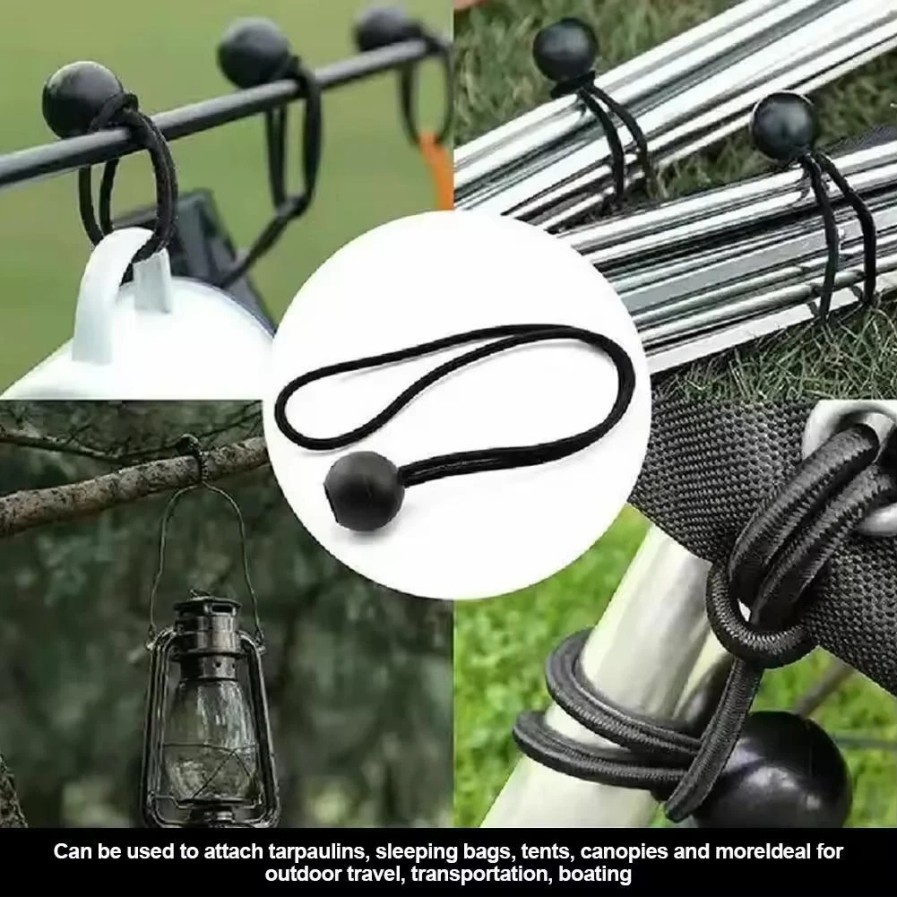 6" Ball Bungee Bungie Cord 100Pcs Black Heavy Duty Canopy Tarp Tie Downs * \