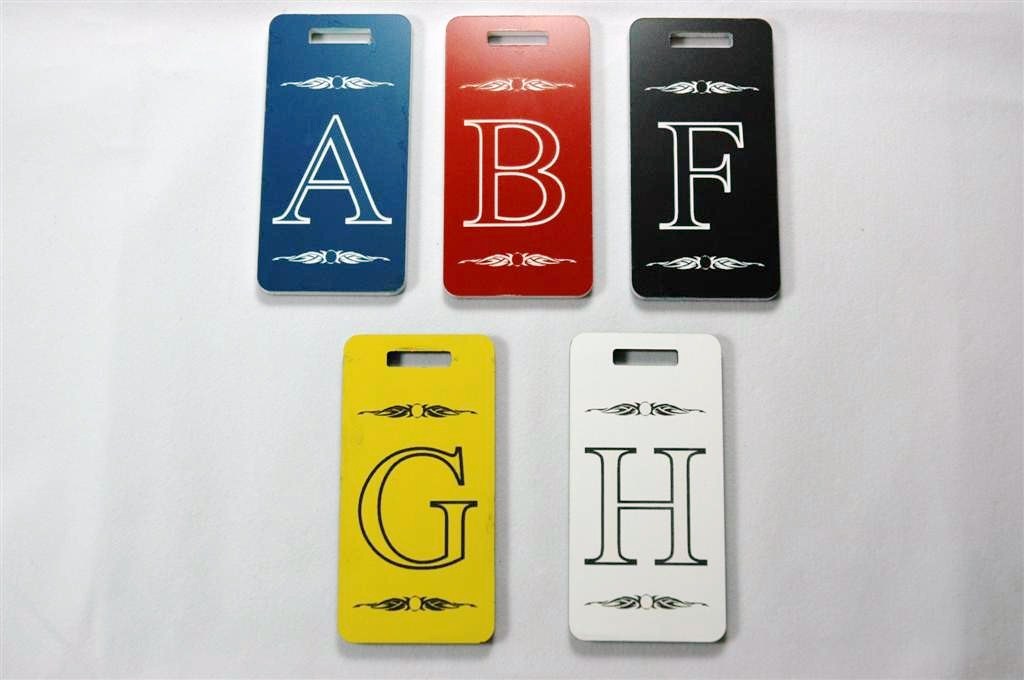 Custom Engraved Luggage Backpack Laptop two sided Tags with Monogram Five Colors