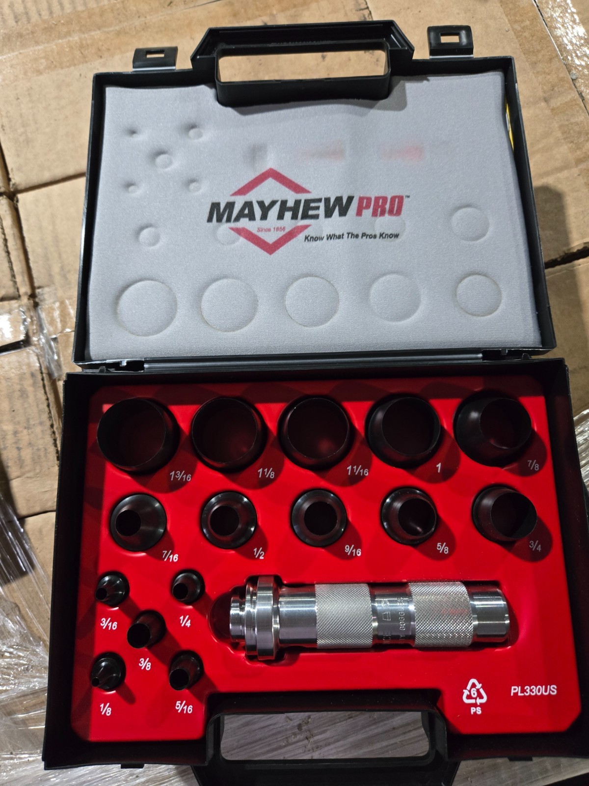 Mayhew Tools 66000 Hollow Punch, 16-Piece Set, Black SAE