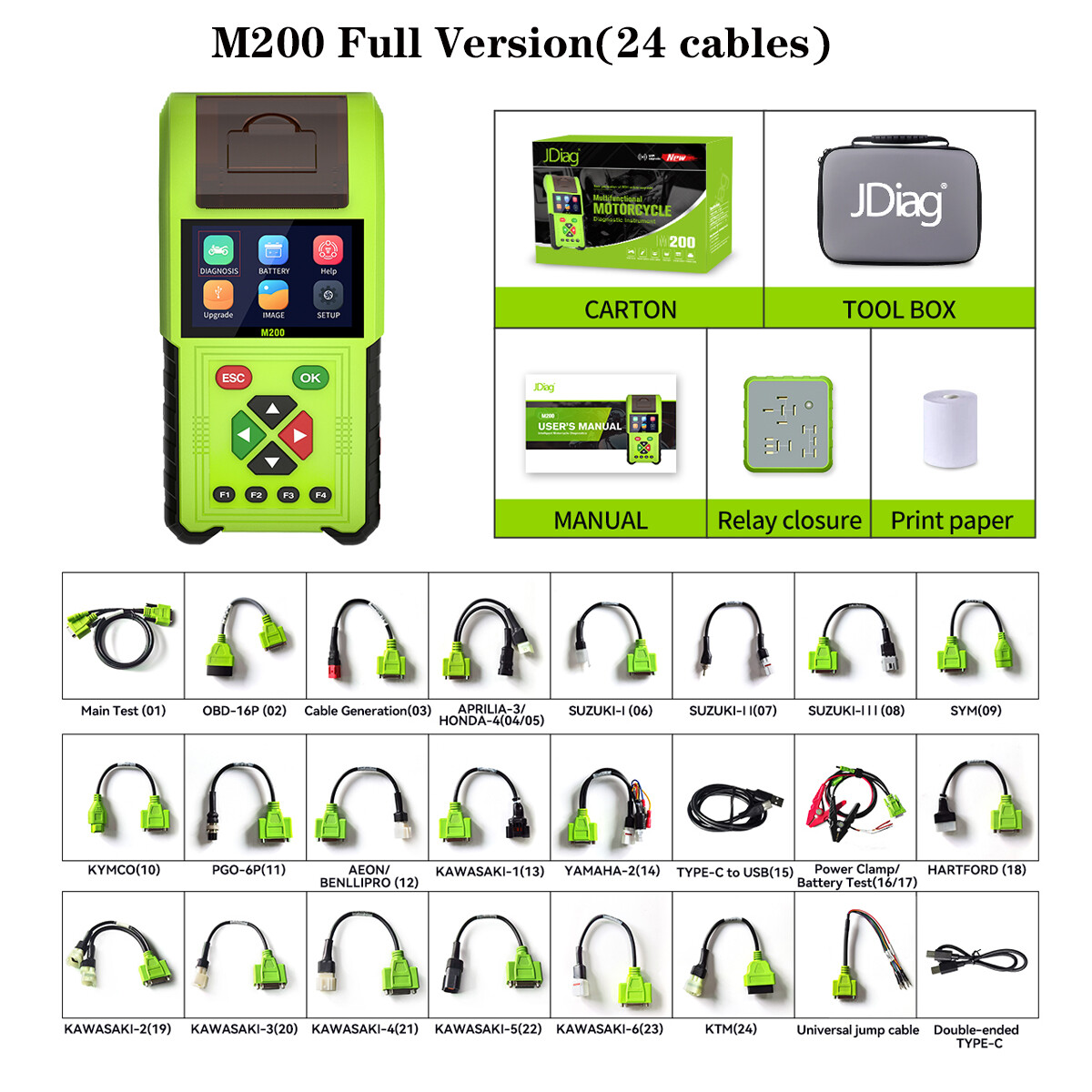 New Genuine Jdiag M200Motorcycle Full System Diagnosis Scanner ToolsCode Readers