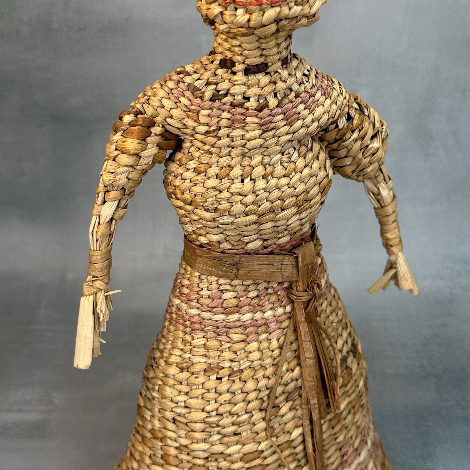 Vintage Native American Skokomish Basketry Basket Doll Woman Dress 13”