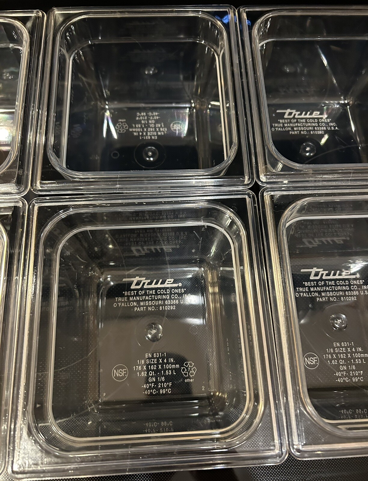 42 Each True Clear Food Pan 1/6 Size 4” Deep NSF Commercial Prep Polycarbonate