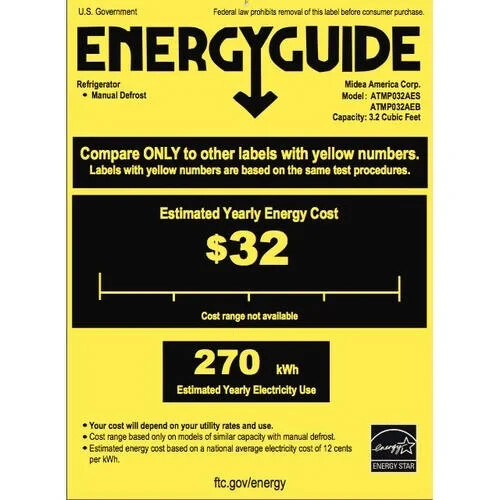 Arctic King 3.2 Cu ft Two Door Mini Fridge with Freezer, Stainless Steel, E-Star