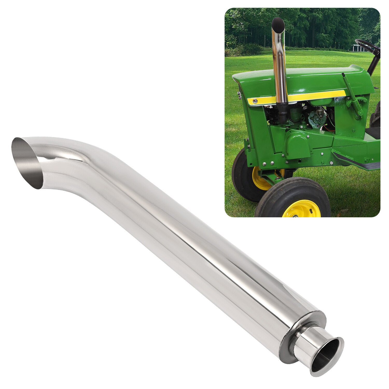 1 X Silvery Polishing Exhaust Pipe For John Deere 3010 3020 4010 4020 Tractor