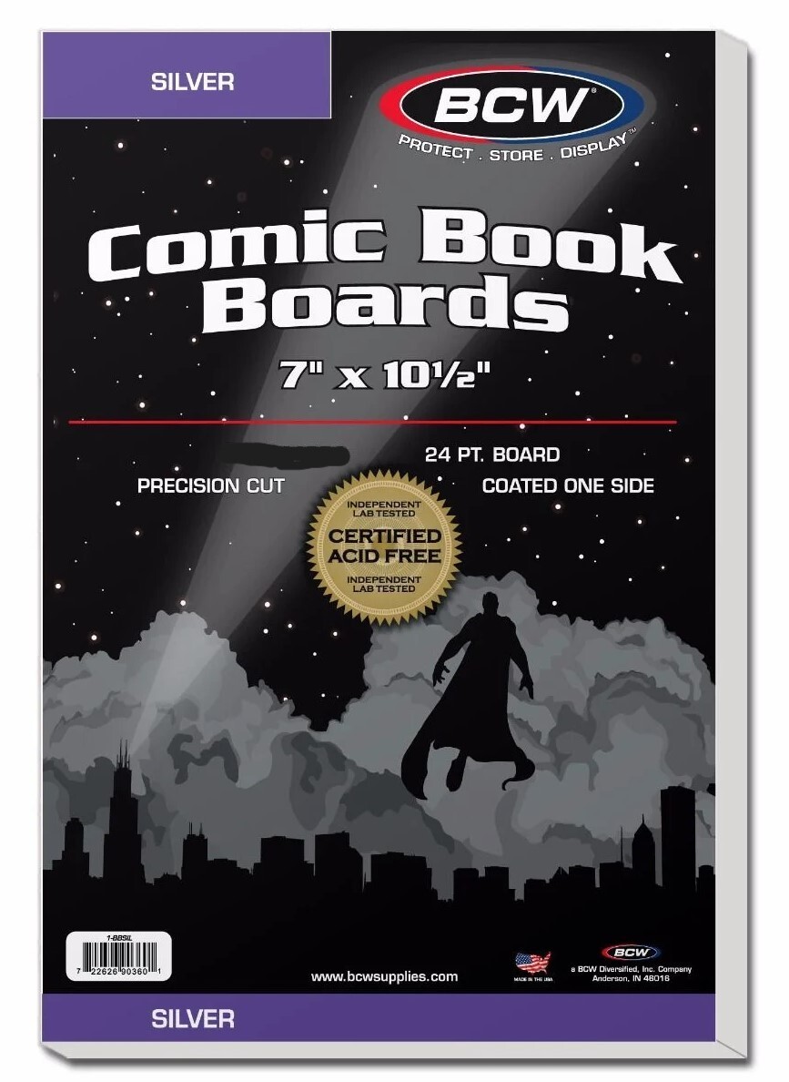 New (50 ct) BCW Silver Comic Book Backing Boards- 7" X 10 ½"  Acid Free