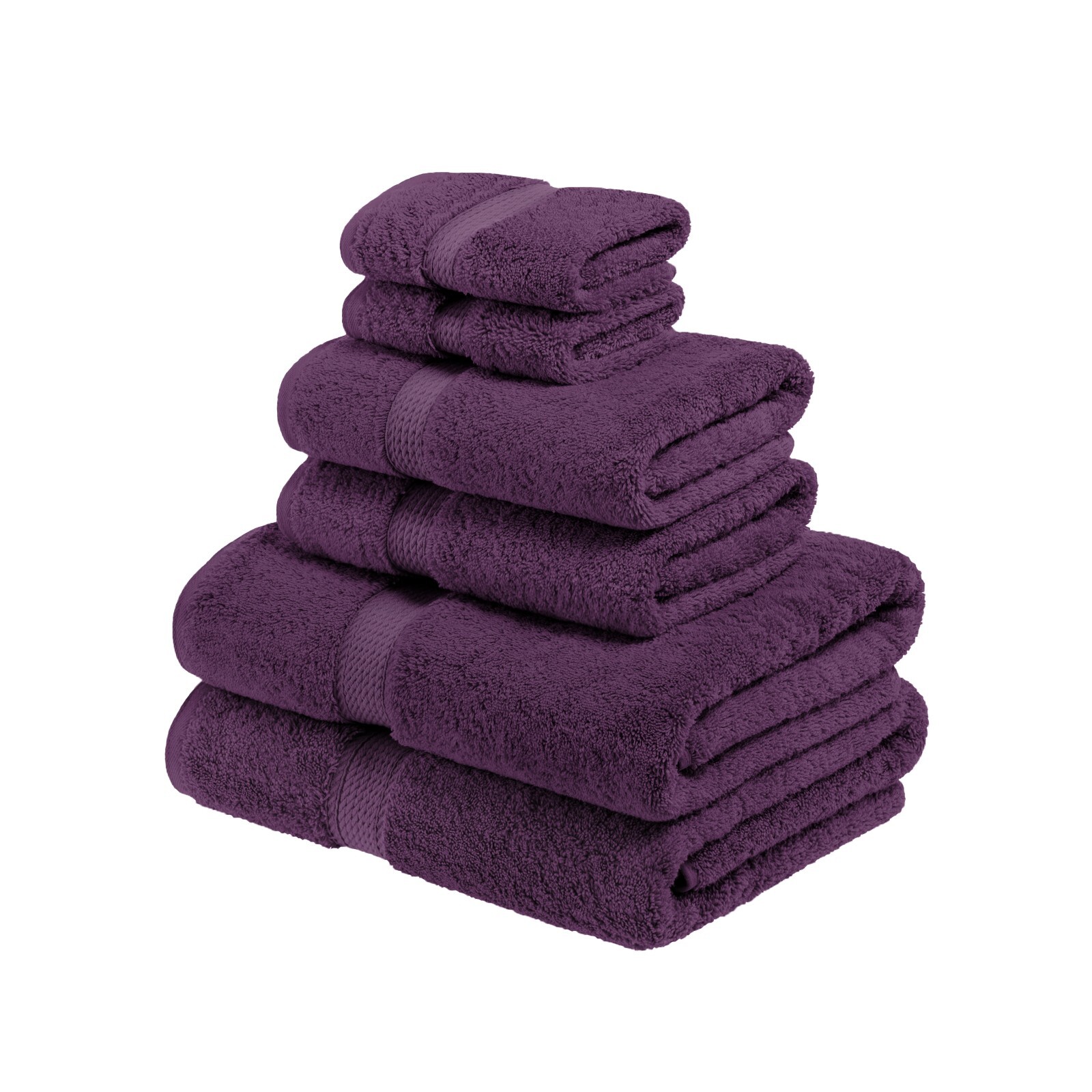 6 Piece Solid Egyptian Cotton Pile Modern Soft Absorbent Quick Drying Towel Set