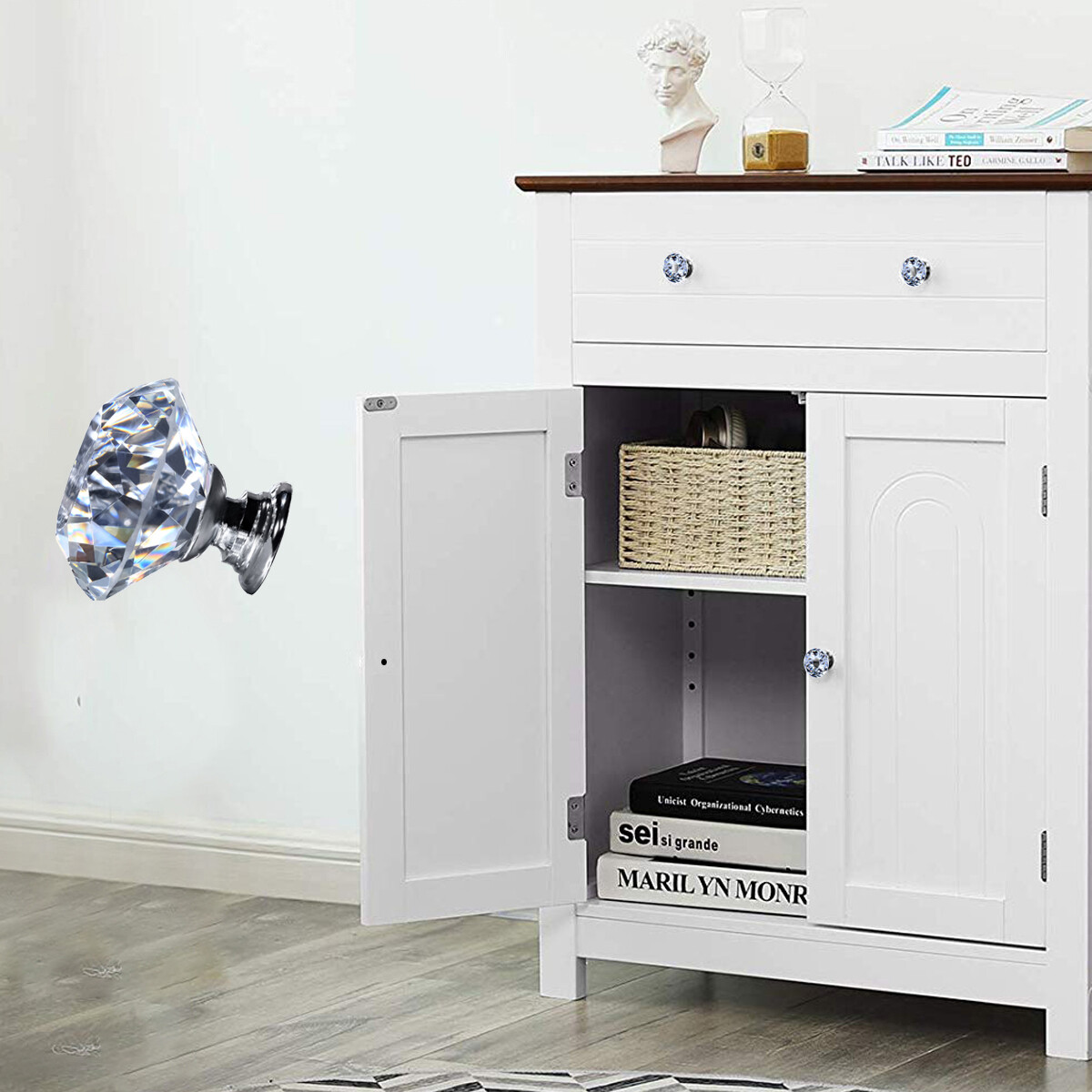 25 pcs Crystal Glass Knobs Drawer Pulls Kitchen Bathroom Cabinet Dresser