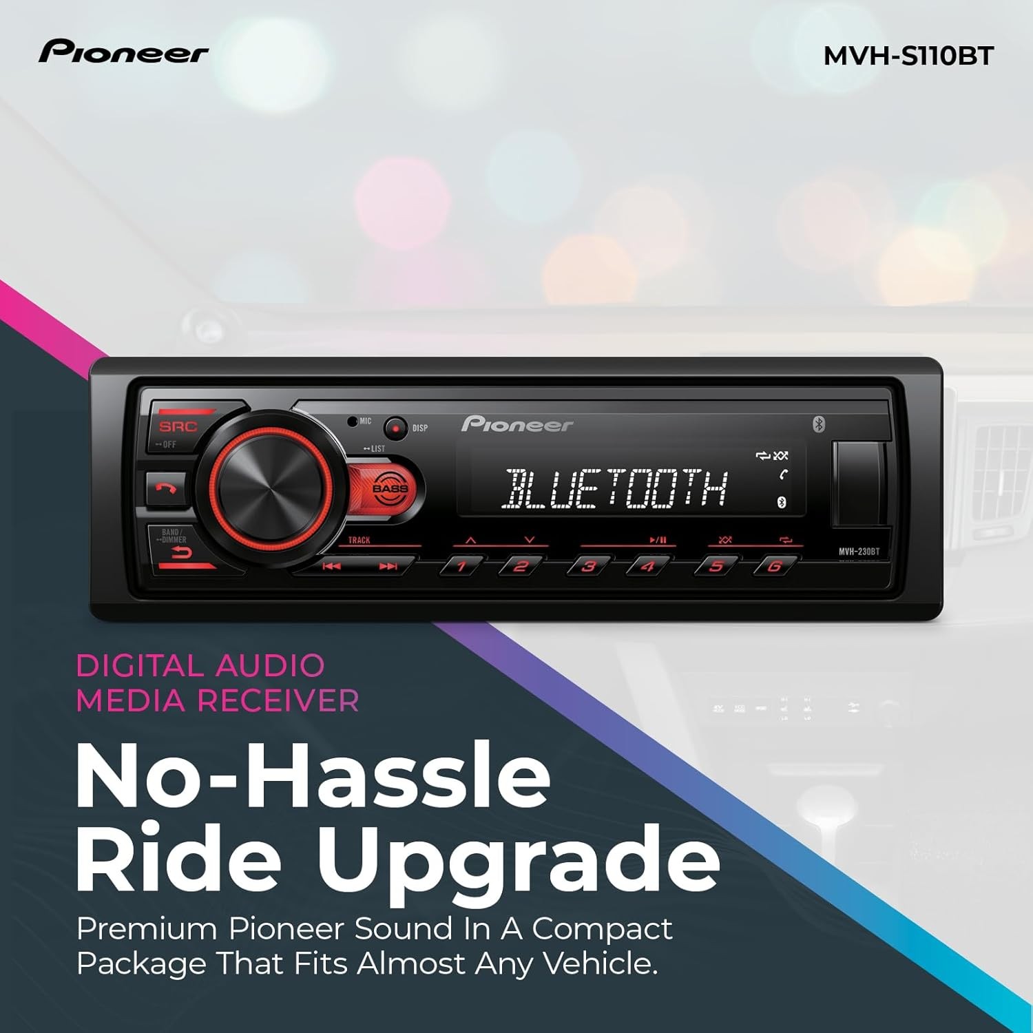 Pioneer MVH-S110BT 1-Din Bluetooth, USB Input, 50Wx4