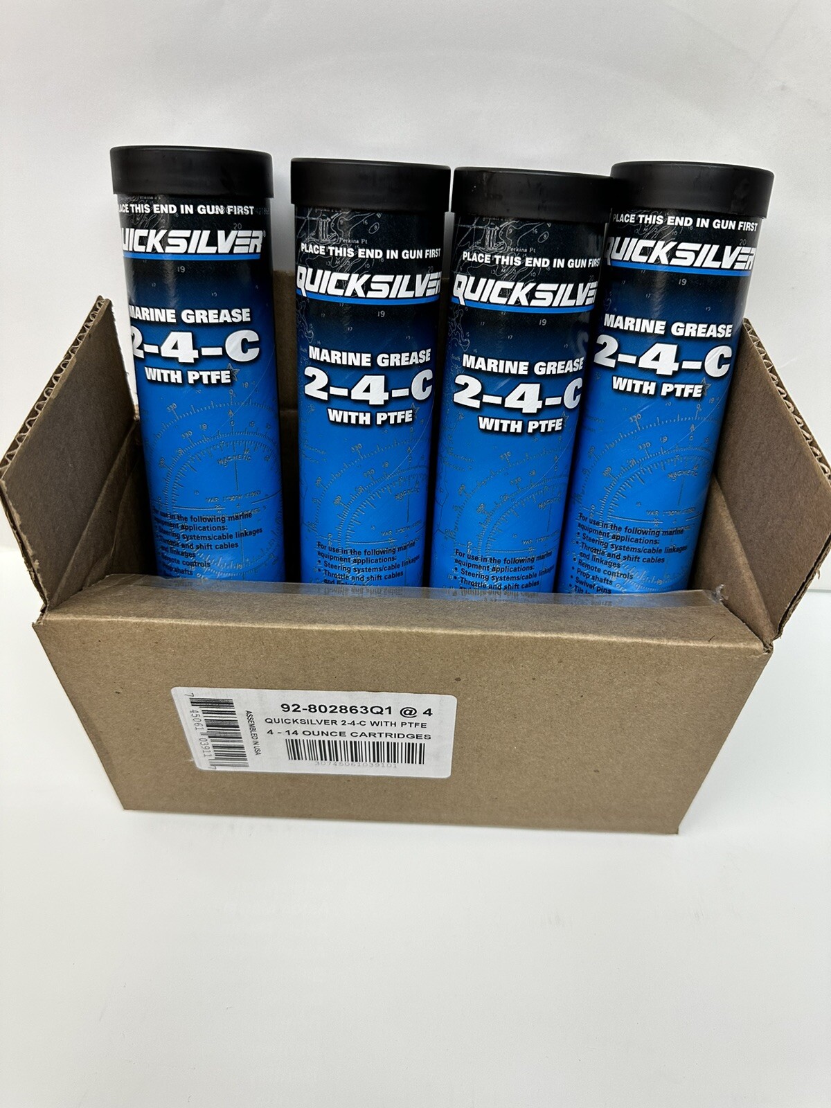 Mercury Quicksilver Marine Grease 2-4-C with PTFE, 4 - 14oz tubes case