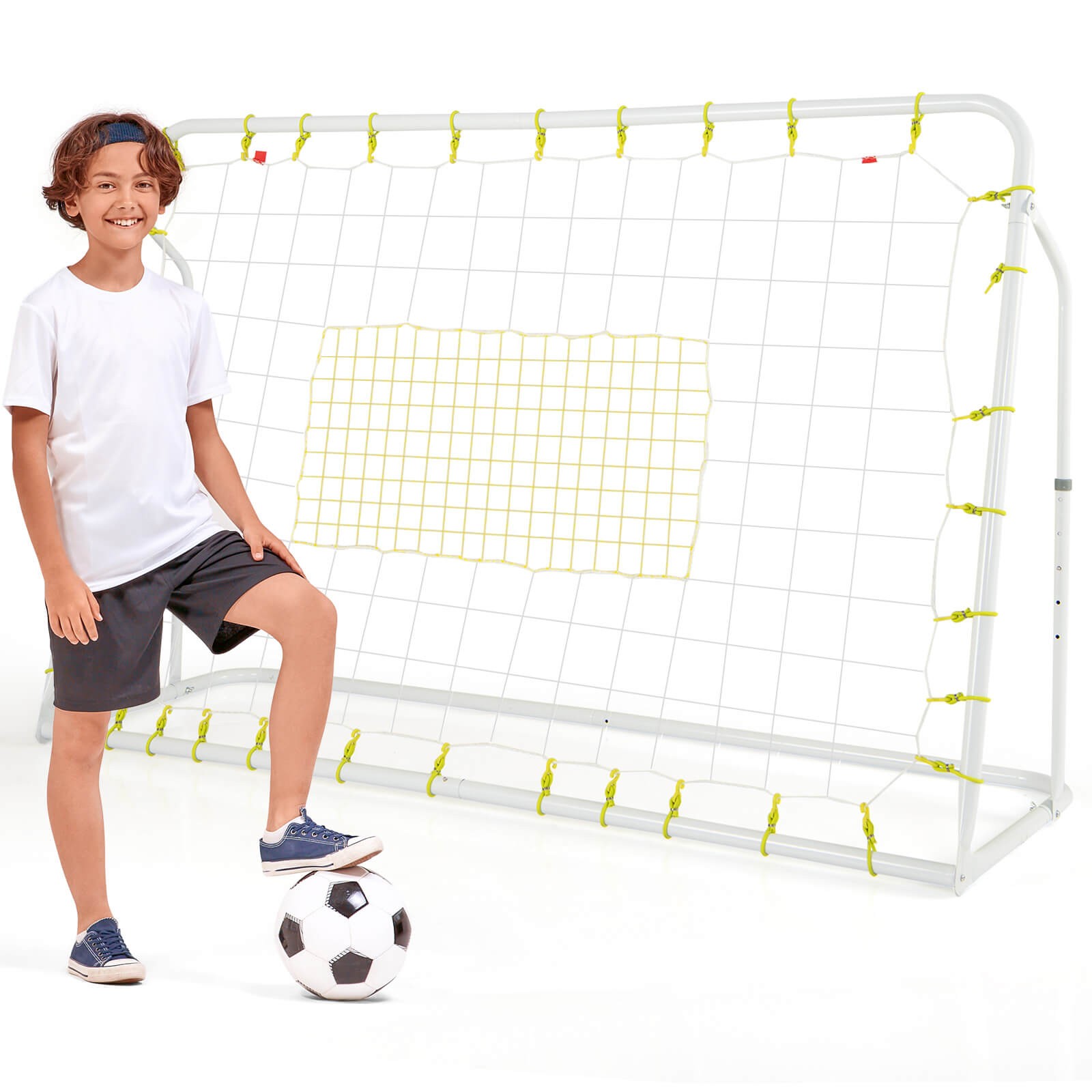 6.1' x 4' Versatile Soccer Rebounder 2 in 1w/ Shooting Auxiliary Area 4 Nails