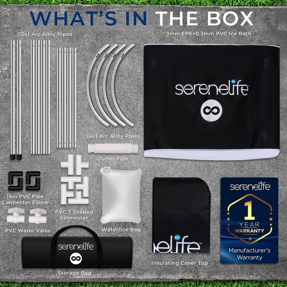 SereneLife 105 Gal. Inflatable Insulated Freestanding Cold Plunge Tub (Black)