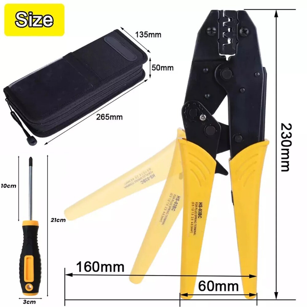 Ratcheting Crimping Tool Kit Cord End Terminals Wire Crimper Pliers w/ 8 Dies