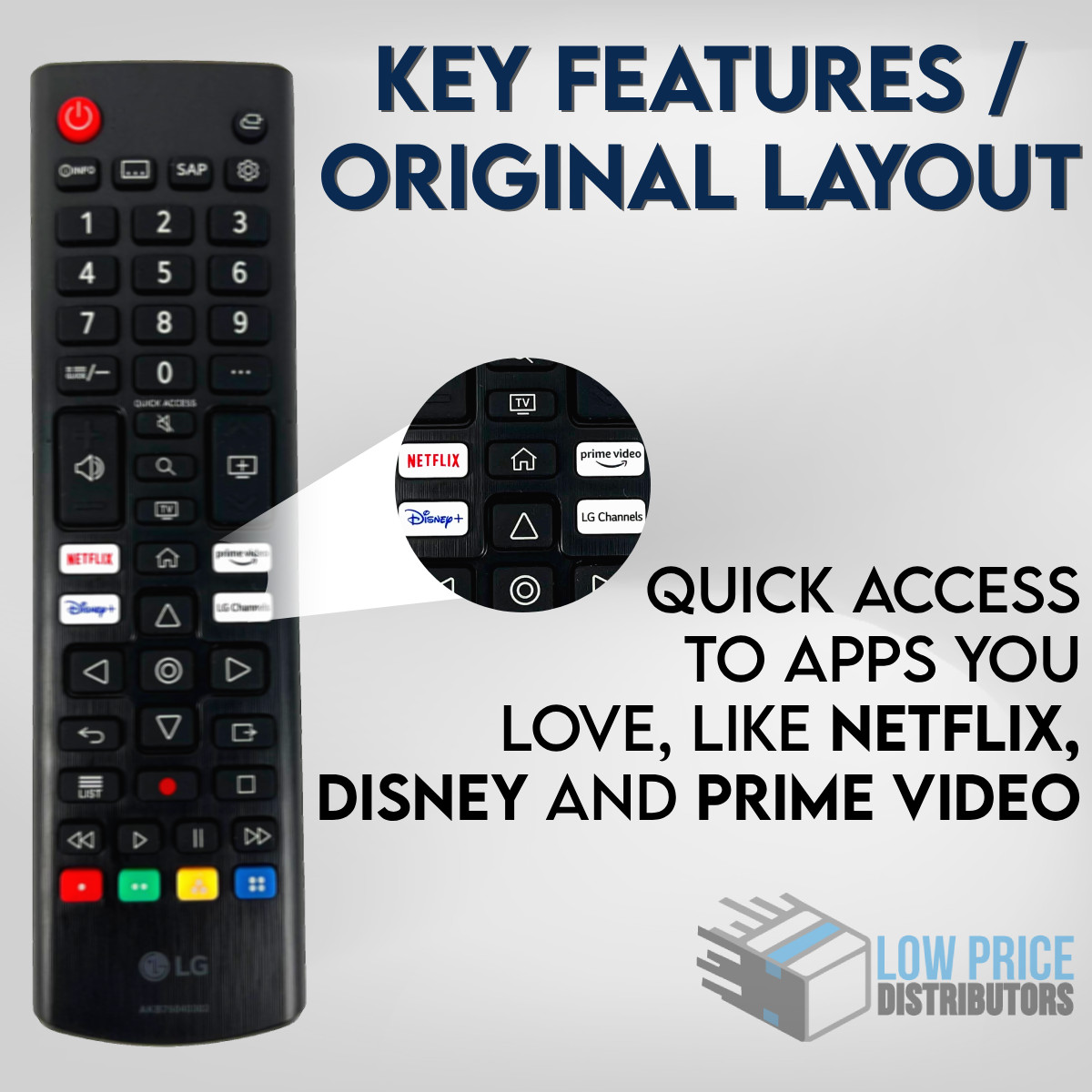 New Original LG AKB76040302 TV Remote Control w/Netflix Disney+ Prime Video